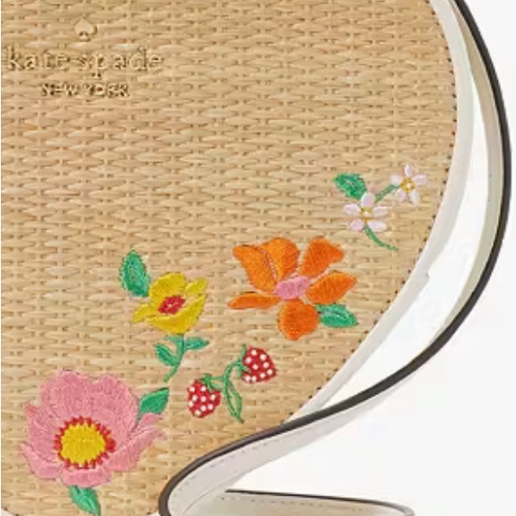Kate Spade Love Shack Rattan Heart Crossbody ~ Woven Straw Floral Embroidery - Picture 7 of 9